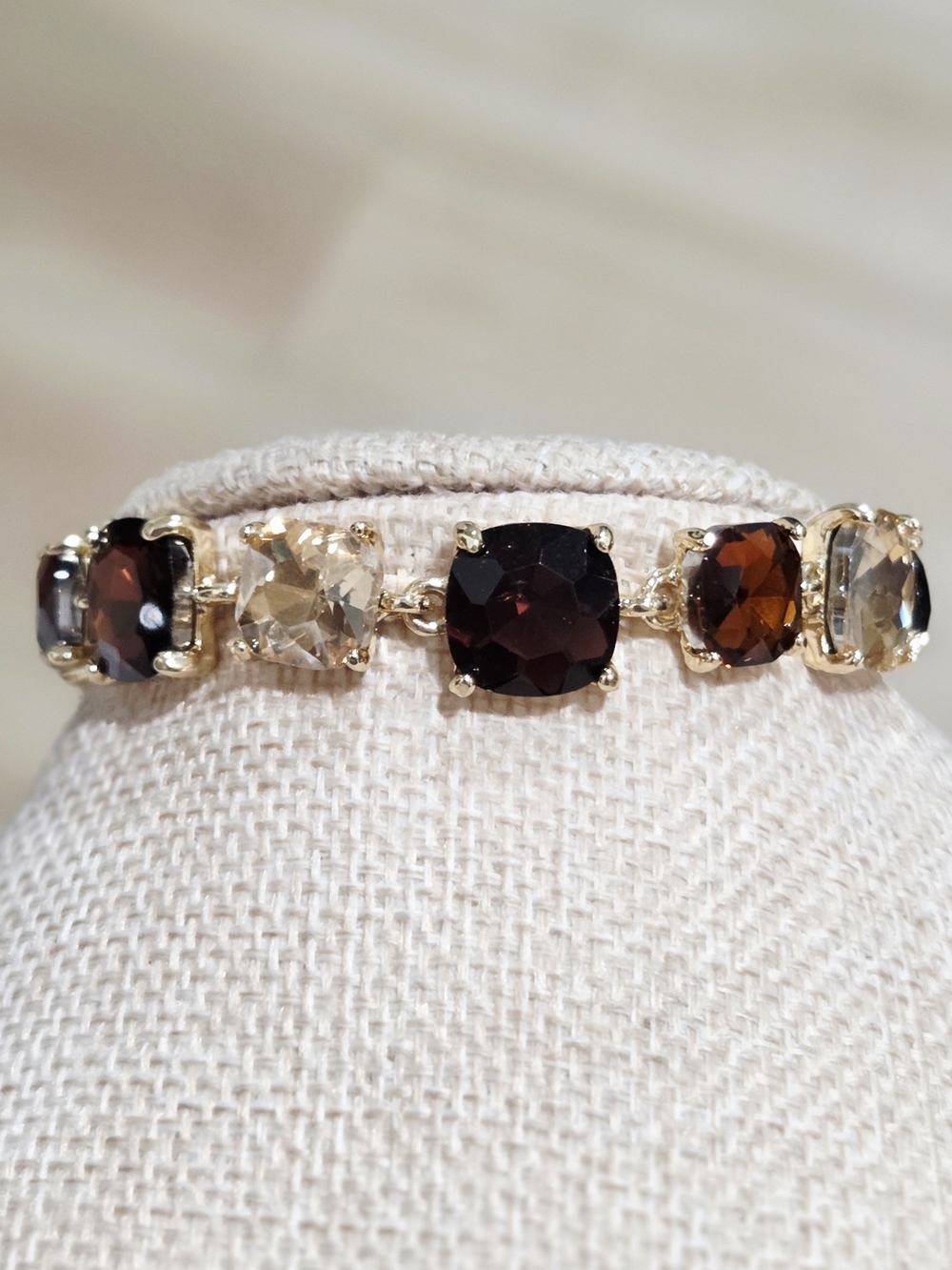 Gold Bracelet with Smoky and Champagne Genuine Australian Crystals